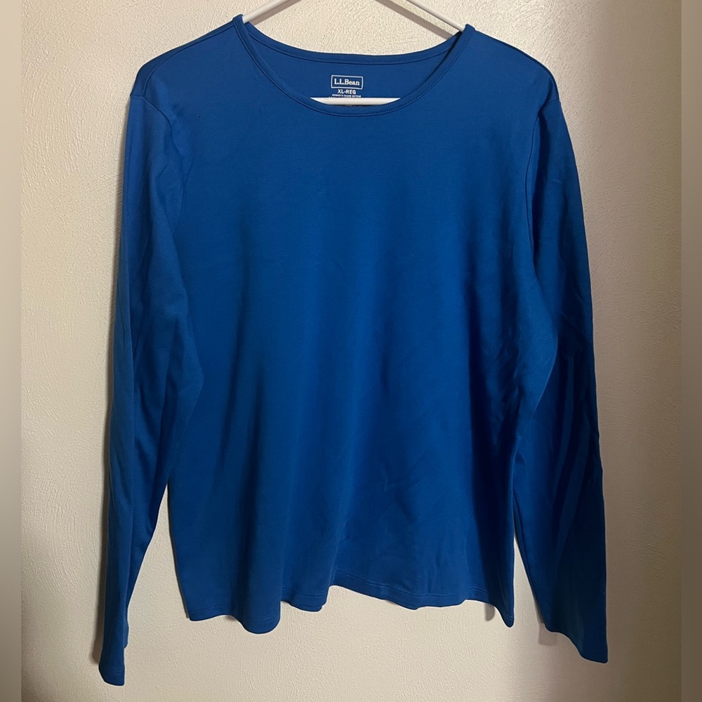 LL BEAN Classic Long Sleeve Casual Crewneck Everyday T Shirt Blue Women's Sz‎ XL